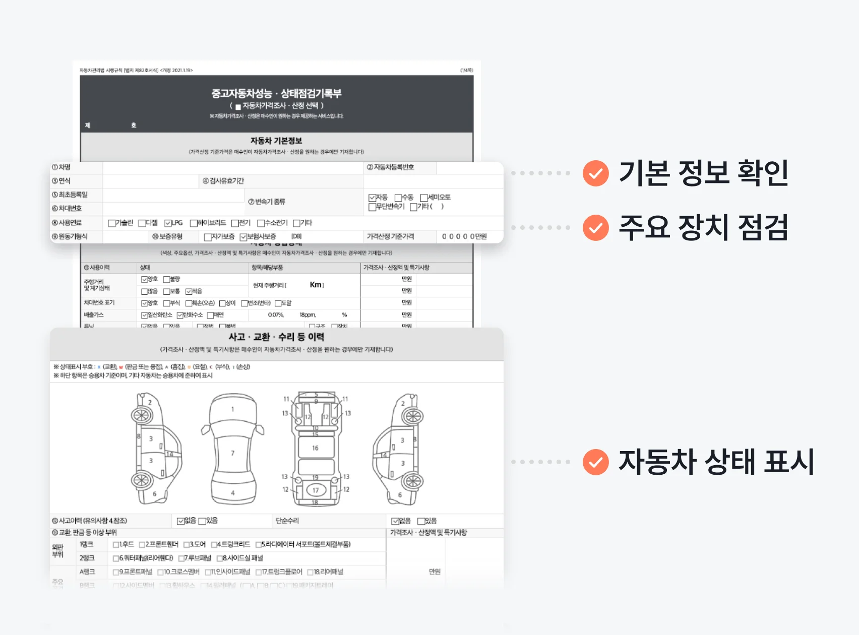 성능점검기록부 주요 항목 안내 이미지
